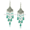 Hot Sale Retro Bohemian Style Turquoise Beaded Tassel Pendant Earrings Jewelry For Woman SSEH039